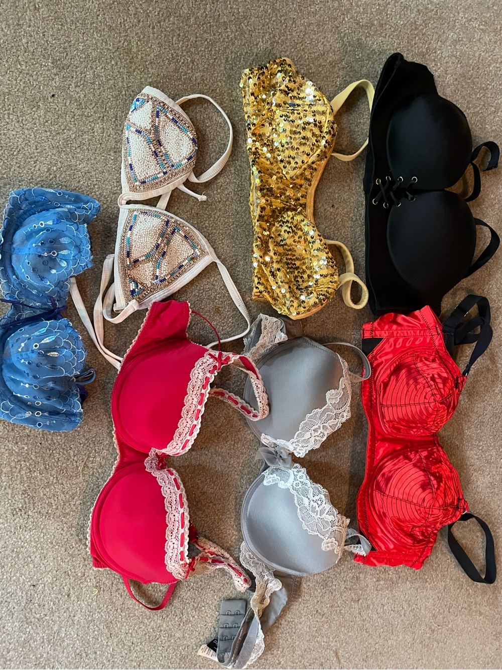 Bundle of fun bras (30c, 32c, 32d, small)